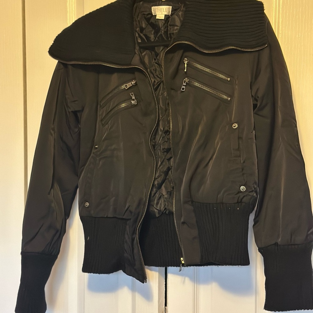 Vibeli Women's Sleek Black Bomber Jacket